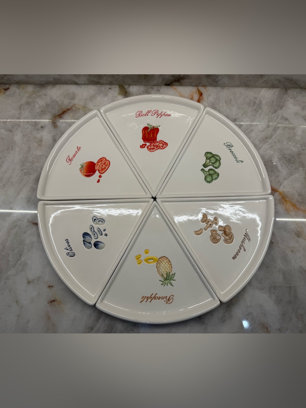 Pottery Barn 6 Piece Vegetable Appetizer Serving Platter Set Pizza Buono